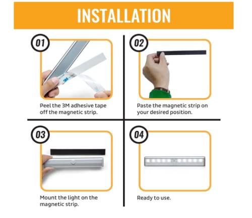 Lock Connection™ - LED Motion Activated Cabinet Light. Stick-on Anywhere/Battery Operated 10 LED Motion Sensor (Blue Qty 1 pc)