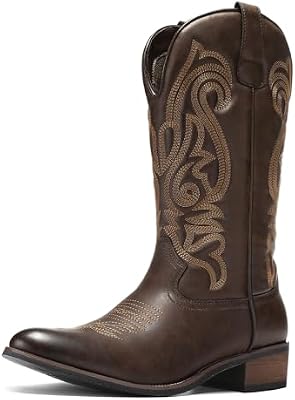 TruVeld Men's Pointed Toe Comfort Fit Retro Western Cowboy Boots