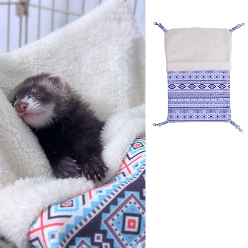 MANON ROSA Hanging Hammock for Ferrets - Cozy Fleece Bed Winter Warm Sleeping Bag Nest for Small Animals Pets Sugar Gliders Hedgehog (Purple)