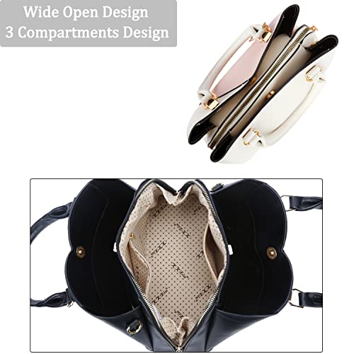 Image of KKXIU Triple Compartments Purses and Handbags for Women Fashion Ladies Satchel Shoulder Top Handle Bag