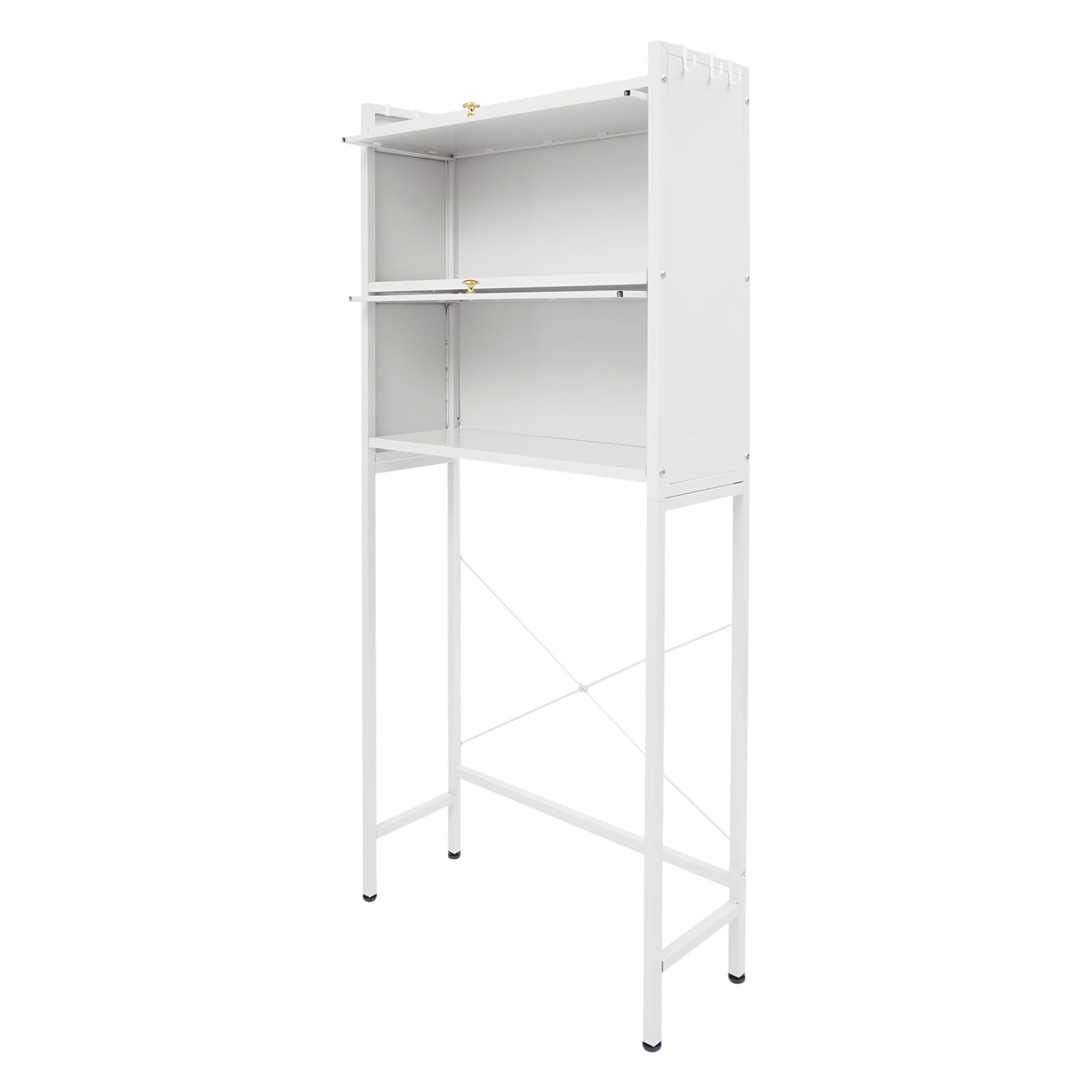 Scaffale per Lavatrice 70x25x167cm Bianco, Mobile da Bagno con 2 Armadietti e 3 Ripiani, Organizer Salvaspazio Moderno Acciaio e PVC Regolabile per Casa Balcone Appartamento