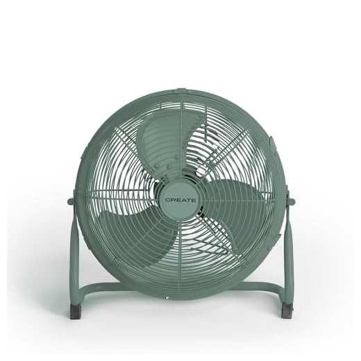 CREATE / AIR FLOOR RETRO/Ventilador industrial de suelo Verde Sage/Ventilador 12 pulgadas,flujo de aire potente, 3 velocidades,silencioso,ligero, patas antideslizantes, 55W
