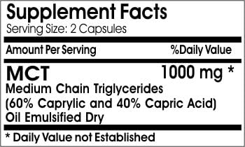 MCT 1000mg MCT Medium Chain Triglycerides ~ 200 Capsules - No Additives ~ Naturetition Supplements