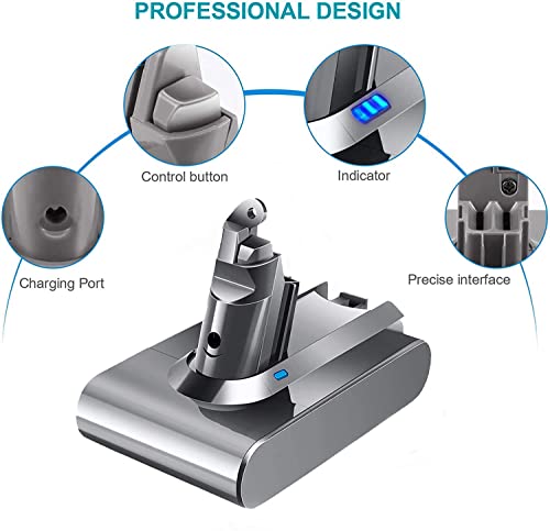Upgraded 6000mAh V6 Ersatzakku für Dyson V6 Akku DC58 DC62 DC59 DC61 Animal DC72 DC74 DC58 DC62 DC59 DC61 SV03 SV05 SV06 SV07 SV09 Handstaubsauger + 2Pcs Filters
