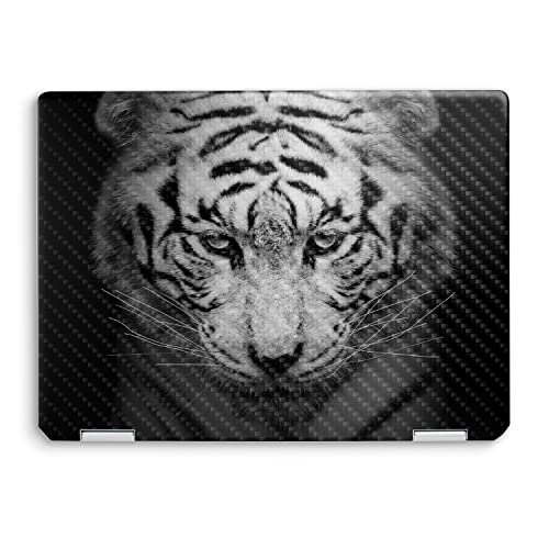 Image of MightySkins Carbon Fiber Skin Compatible with HP Spectre x360 14 inch (2022) Full Wrap Kit - Mono Tiger | Protective, Durable Textured Carbon Fiber Finish | Easy to Apply | Made in The USA