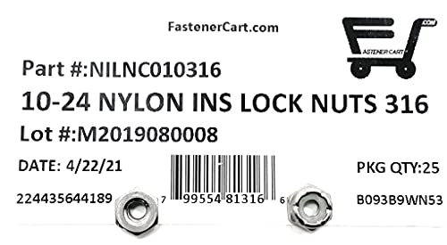 Fastener Cart NILNC010316 10-24 Nylon Insert Lock Nuts 316 Stainless Steel Marine Grade  thumb #1