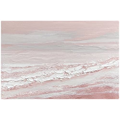 Leinwandbild Handgemalt,Einfache Abstrakte Rosa Romantik Strand Handgemalte Ölgemälde Moderne Textur Originalvorlage Leinwand Wandkunst Messer Wandbild Für Wohnzimmer Büro Wohnkultur,60X80Cm(24X Cover