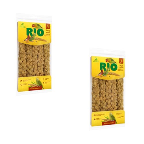 RIO Mijo en Espiga | Paquete Doble | 2 x 100 g | Alimento Complementario para Periquitos, Canarios, Diamantes Mandarines y Otras Aves de Compañía | Ideal para Juegos y Entrenamiento