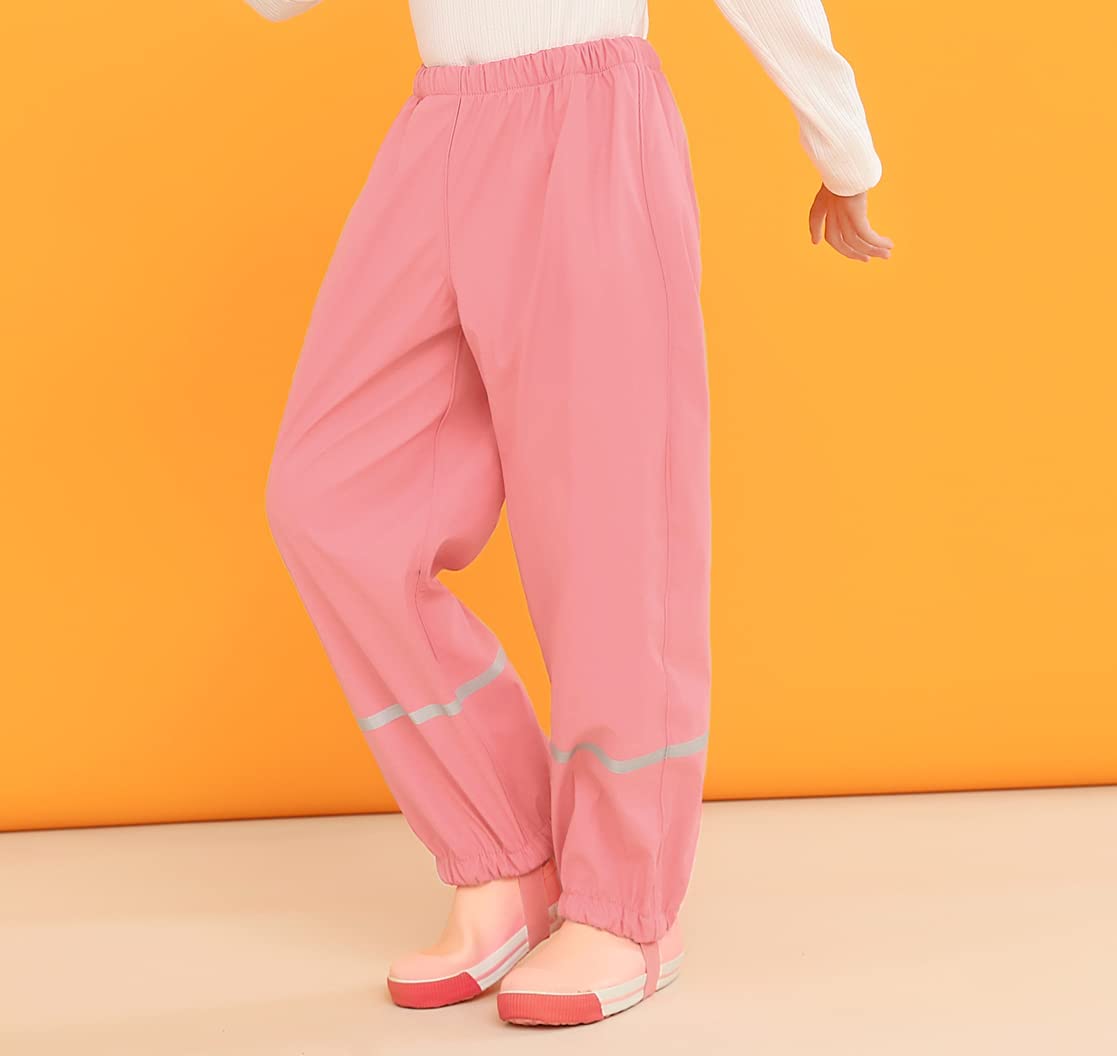 Pantaloni Impermeabili Unisex Bambini e Bambine PU Fodera in Pile Pantaloni Antipioggia Bimba Bimbo Pantaloni Abbigliamento di Fango