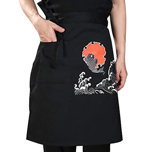 Dingtuo Sushi Apron Chef Waist Apron Japanese Half Apron with Pockets Short Kitchen Cooking Restaurant Waiter Aprons 19