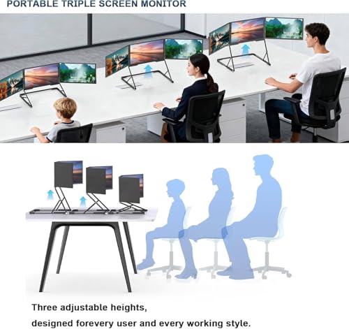 Image of Triple 15.6 Pro Max 3 Screen Monitor, 1080p Tri Fold Monitor for Laptop Extender, Fhd Extended Laptop Screen Extender with 360 Rotation Adjustable Viewing Angles
