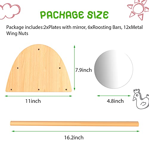 Image of Bamboo Chicken Perch with Mirror, Strong Roosting Bar for coop and brooder, Training Perch for Large Bird, Hens, Parrots, Macaw, Easy to Assemble and Clean, Fun Toys for Chicken