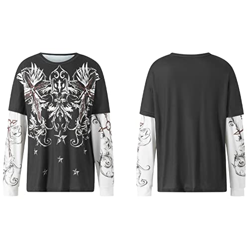 Image of Grunge Clothes for Women Y2K Tops Long Sleeve Fairy Grunge Aesthetic Shirts Teen Girls Vintage Graphic Tees Fall