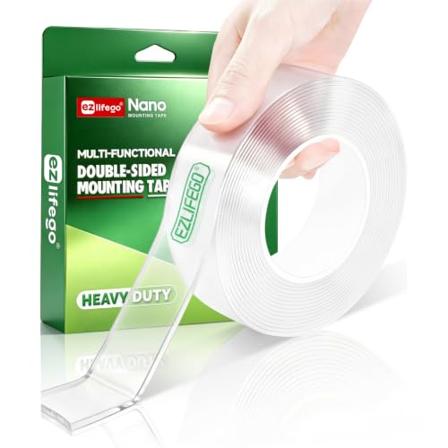 EZlifego Heavy Duty Invisible Bond Nano Double Sided Mounting Tape, 9.85FT | Nano-Tech, Holds up to 72 lbs, All-Purpose, Instant Hold, Industrial-Strength Adhesive, Indoor & Outdoor Decor,Back to School
