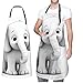 GFLFMXZW Apron for Women Men Waterpoof Aprons White Elephant Adjustable Bib Work Aprons for Dishwashing