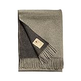 TILLHÅLL Herbst Wolldecke aus 100prozent Reiner Bio-Lammwolle | leicht und weich | Made in Germany | 130x190 cm | Double-face Optik – Grau