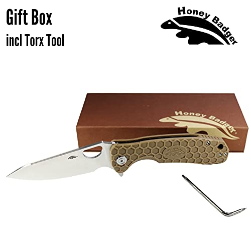 Western Active Honey Badger Leaf Pocket Knife For Men And Women - Folding Pocket Knife With Clip, Outdoor Camping Knife, Lightweight Pocket Knife, Folding Knife - Small Tan #TOP7