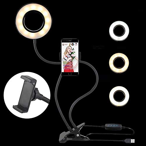 Iluminador Circular LED Selfie Ring Light Live Streaming com Suporte de Celular