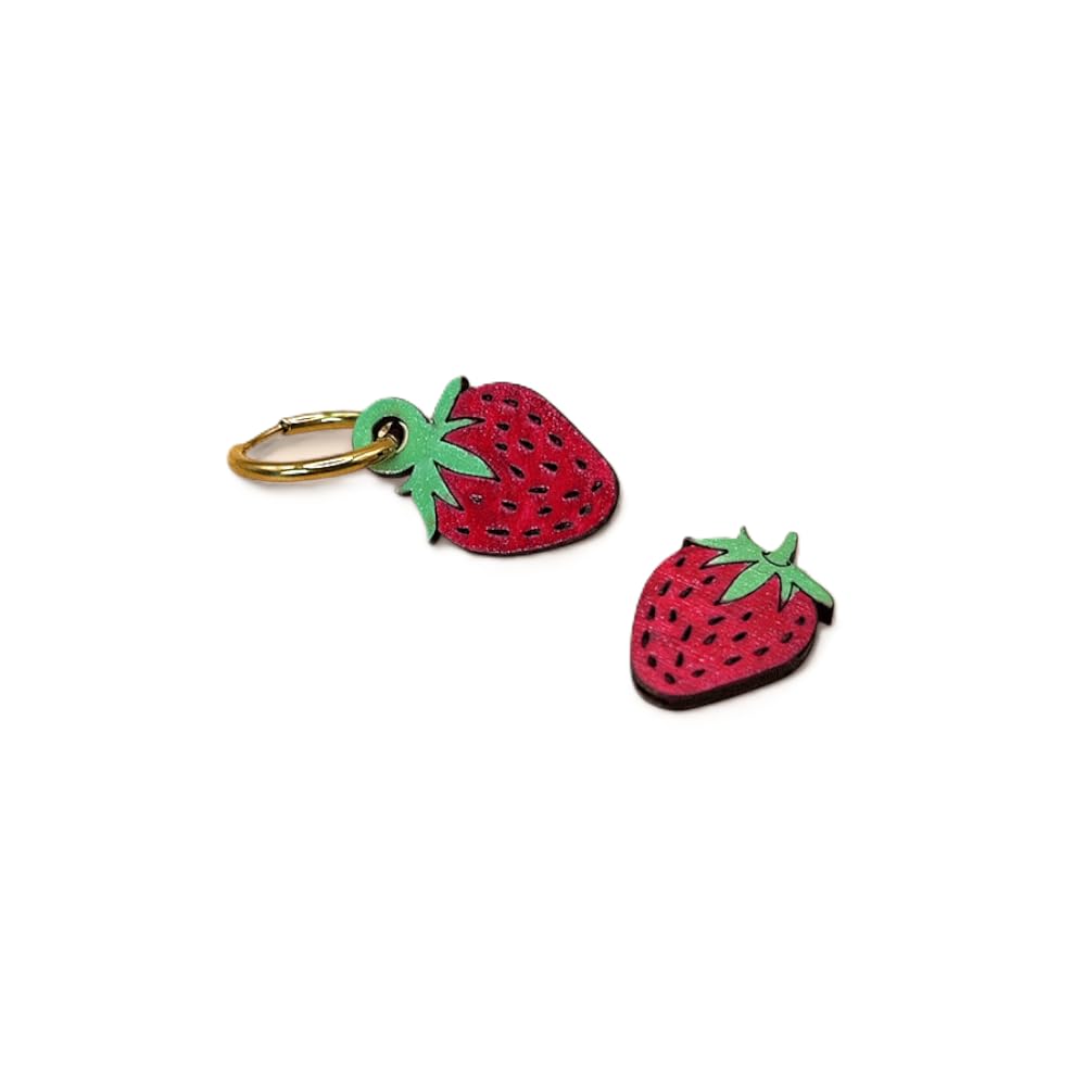 Sastree Pendientes Fresa Originales Mujer | Edición Limitada Sas365 | Detalle Accesorios Artesania | Joyería Original Frutas Primavera (Acero Inox Oro)
