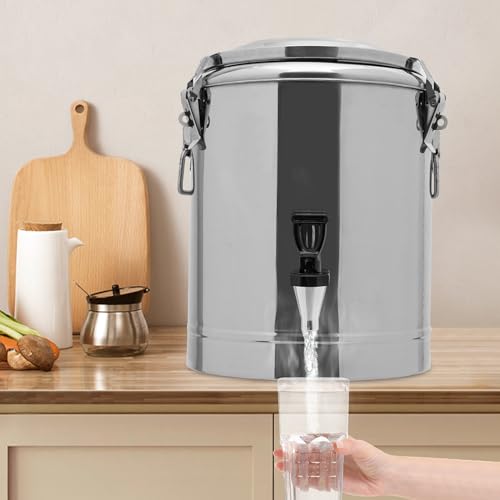 MEELRYD Récipient isotherme en acier inoxydable de 14 l - Pour le transport et le maintien au chaud - Avec poignées latérales - Couvercle avec fermeture à cliquet