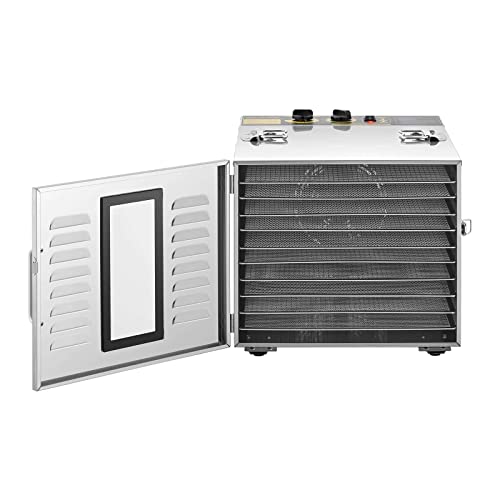 Royal Catering Food Dehydrator Fruit Meat Vegetables Dehydrator Machine Timer 1000W 10 Racks RCDA-1000/59S (Stainless Steel, Inserts 40x40cm, 40-90°C, Timer 0-15h) - Image 3