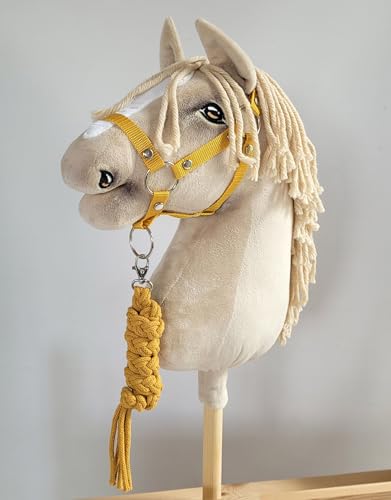 Licol A3 Hobby Horse réglable et sa corde tressée jaune moutarde