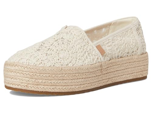 Image of TOMS Women's Valencia Platform Espadrille, Textile Upper, Ortholite Insole, Natural Crochet Lace, 5