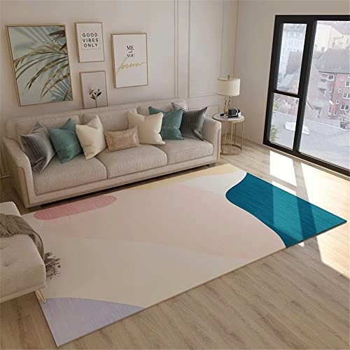 Tapis de salon géométrique bleu vintage combinant style et confort durable - 2