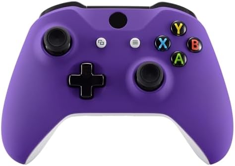 eXtremeRate Purple Faceplate Cover, Soft Touch Front Housing Shell Case, Comfortable Soft Grip Replacement Kit for Xbox One X & One S Controller