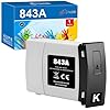Paquete de 1 cartucho de tinta remanufacturado 843A para HP 843a C1Q57A cartucho de tinta compatible con impresoras HP PageWide XL 4000 4100 4500 4600 5000 de gran formato, tinta BK de alto