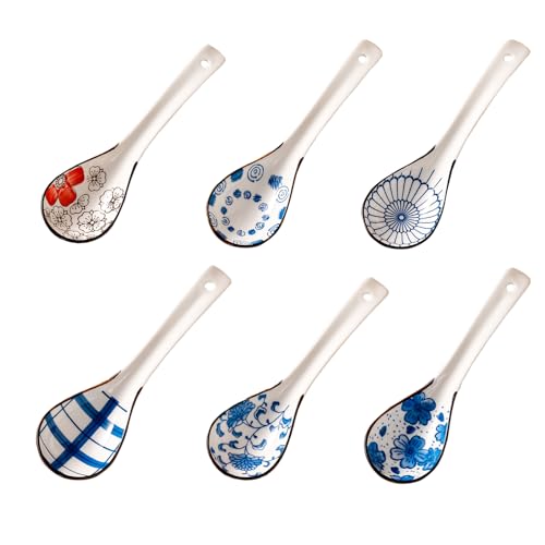 XineYuor Cuillères à Soupe,6PCS Cuillere a Soupe Laguiole,Cuillère en Céramique,Cuillère à Trempette,Cuillères Asiatiques Cuillères Apéritives pour...