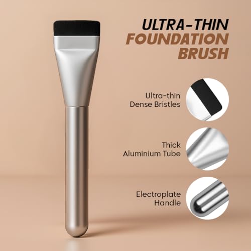 Image of Gleva Glass Skin Foundation Brush Ultra Thin - Flat Kabuki Travel Makeup Brush for Liquid Foundation Cream, Powder, Concealer Blending - Soft Dense Bristle Korean Makeup Brush For Women & Girls