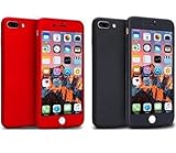 Premium Italian Design 2 Pack Red & Black iPhone 8 Plus Case/iPhone 7 Plus Case Full Body, With 2 Tempered Glass Screen Protector for 360 Protective Shock Absorption Cover, Waterproof Bag INCLUDED