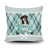 GABSHAIM Custom Pillowcase Square Canvas Dog Pillow Cover Dark Chocolate Havanese in The Car Pattern Personalized Throw Pillow Cover for Sofa Couch Home Decor 18 x 18 Inch