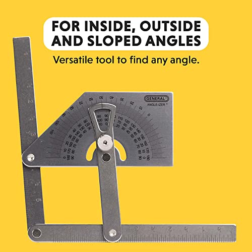 General Tools Protractor and Angle Finder #39, Stainless Steel, Outside, Inside, Sloped Angles, 0° to 180°