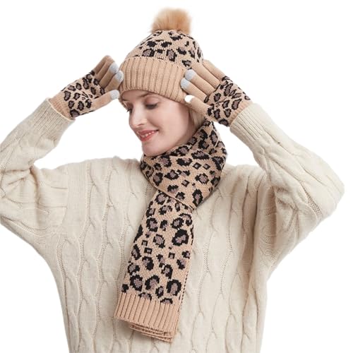 Ensemble bonnet écharpe gants hiver femme chaud et épais