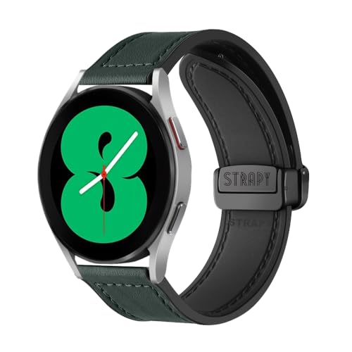 Image of 22mm Soft Genuine Leather Hybrid Watch strap Compatible with Amazfit GTR 2, GTR 47mm Smartwatch, Replacement band Magnet Buckle With Folding Straps for men women