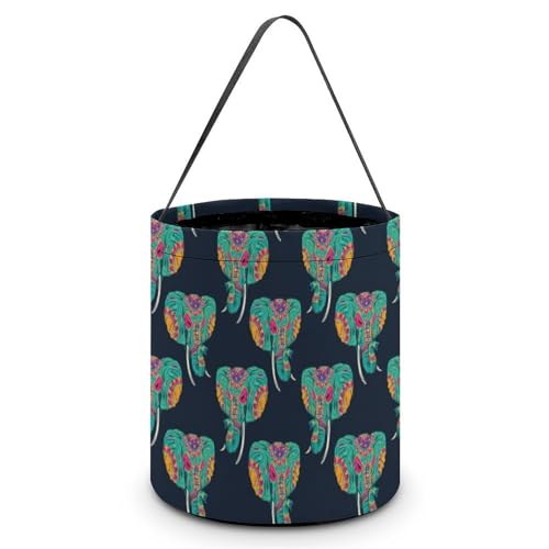 Colorful Indian Elephant Cute Easter Basket Bags Eggs Bucket Candy Tote Decorations Gifts Party Storage Bag