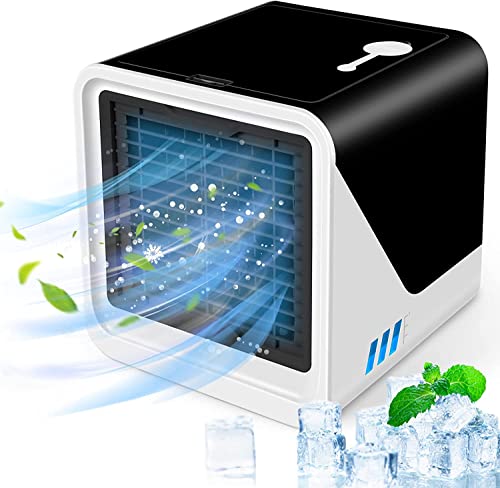 XWABHX Aire portátil enfriador 3 en 1, evaporativo compacto, humidificador, ventilador de escritorio 3 velocidades