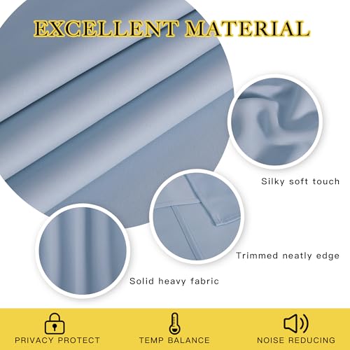NICETOWN Vintage Blue Blackout Curtain for Living Room - Solid Thermal Insulated Grommet Blackout Panel/Drape for Bedroom Kitchen Window (1 Panel, 52 inches Wide by 54 inches Long)