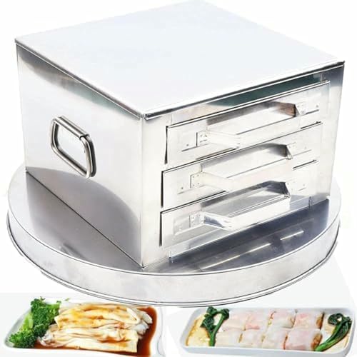 Bandeja de vapor para máquina de fideos de arroz cantonés, acero inoxidable 304, máquina de rollos de 3 capas para recetas de Guangdong utensilios de cocina