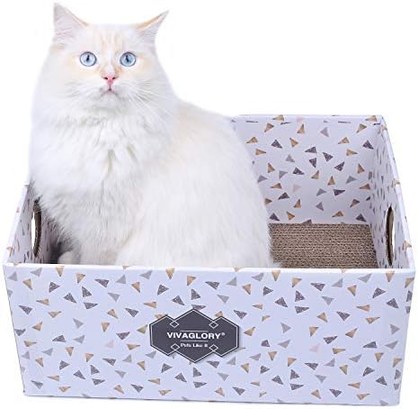 Vivaglory Cat Scratcher Box, Cardboard Cat Scratch Bed Scratching Pad Toy for Big Large Cats, Triangle