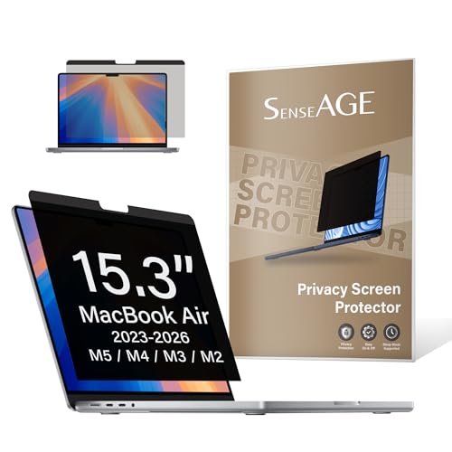 SenseAGE Magnetic Privacy Screen Filter for MacBook Air 15 inch (2023-2025, M2, M3, M4), Easy On/Off Anti-Blue Light Privacy Screen Protector, Compatible with MacBook Air 15.3 inch