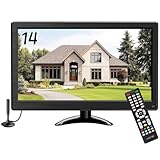14 Inch Portable TV 1366*768(Support 1080P) HD Flat Screen Small TV with ATSC Tuner Antenna,Remote /HDMI/USB/AV/VGA Input, Suitable for Kitchen Bedroom RV Camper.,TV Stand for Car Travel(（No Smart TV）