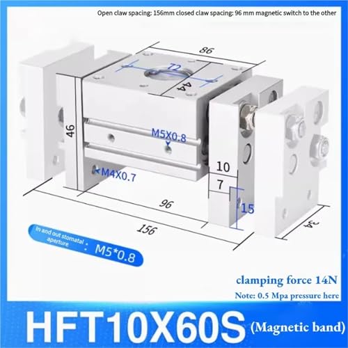 Vérin pneumatique à doigt large HFT10X60S pour automatisme industriel - 3