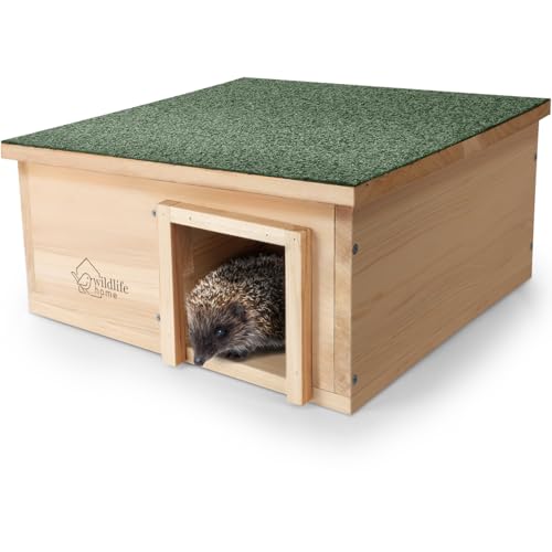 wildlife home Igelhaus Winterfest Groß XXL I aus Holz mit Boden & wetterfestem Dach I Igelfutterhaus I Katzensicher Igel Winterquartier für den Garten