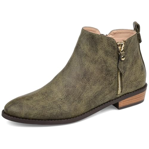 Journee Women's Ellis Booties Olive, 8.5
