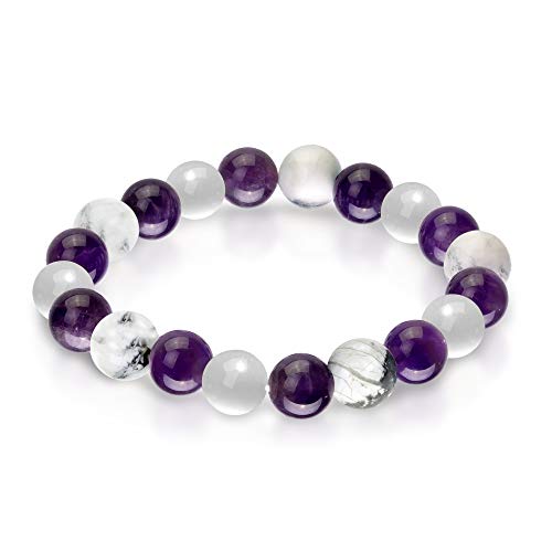 Triple Stone Ultimate Sleep Bracelet â€“ Insomnia Relief Bracelet for Sleeplessnessâ€“ Sleep Aid Bracelets â€“ Amethyst â€“ Howlite â€“ Selenite â€“ Stone Bead Bracelet (10mm)
