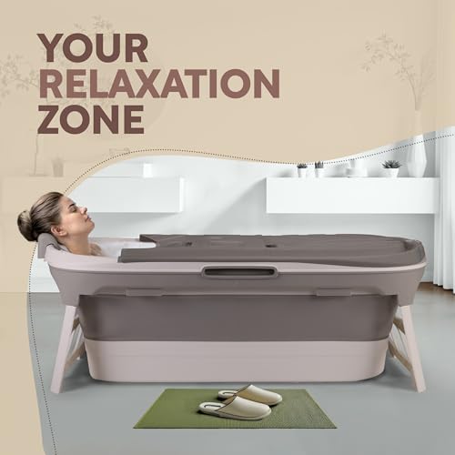 Image of LuvLap Super Large Mother & Baby Bath Tub, Folding Type Bath tub for Adults and Kids 140 X 60 X 57.5 cm with Temperature Meter (Grey)