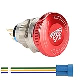 APIELE 22mm Metal Emergency Stop Push Button Switch Latching 12V-250V Stainless Steel 7/8' Mounting Hole B Type